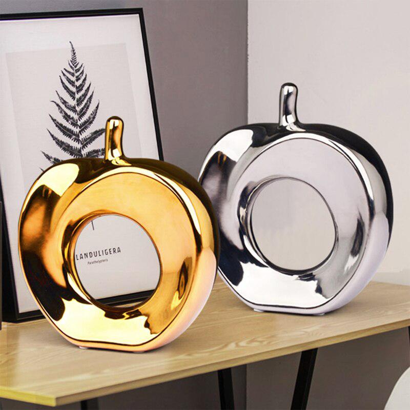 Outstanding Ceramic Gold and Silver Hollow Apple Ornaments | Modern Home Decorations